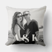Aangepaste foto en grote monogrammen-initialen kussen (Voorkant)