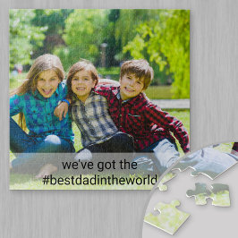 Aangepaste foto en hashtag Beste vader op het were Legpuzzel