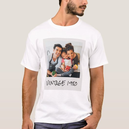 Aangepaste  foto en jaar t-shirt (Voorkant)