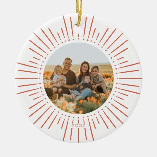 Aangepaste foto en Jaar zondag-uitbarsting dubbelz Keramisch Ornament (Voorkant)