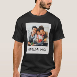Aangepaste foto en jaar zwart t-shirt