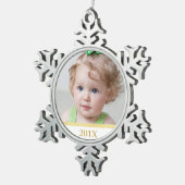 Aangepaste foto en jaarversiering tin sneeuwvlok ornament (Rechts)