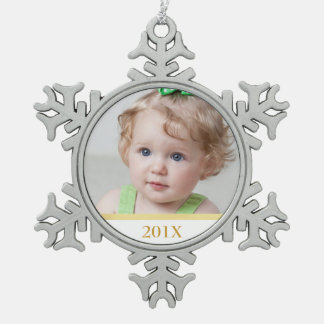 Aangepaste foto en jaarversiering tin sneeuwvlok ornament