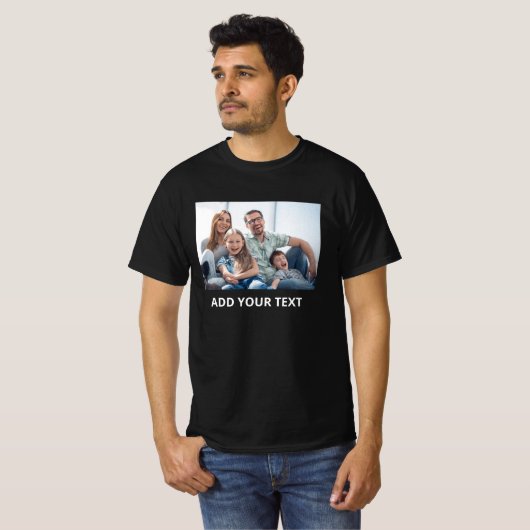 Aangepaste foto en Jouw tekst T-shirt (Voorkant volledig)