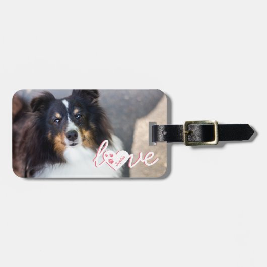 Aangepaste foto- en liefdestekst met petten en nam bagagelabel (Voorkant horizontaal)