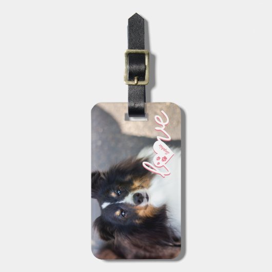 Aangepaste foto- en liefdestekst met petten en nam bagagelabel (Voorkant verticaal)