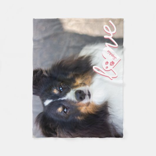 Aangepaste foto- en liefdestekst met petten en nam fleece deken (Voorkant)