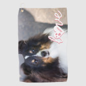 Aangepaste foto- en liefdestekst met petten en nam golfhanddoek (Voorkant)