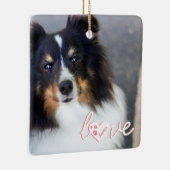 Aangepaste foto- en liefdestekst met petten en nam keramisch ornament (Rechts)