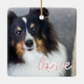 Aangepaste foto- en liefdestekst met petten en nam keramisch ornament (Achterkant)