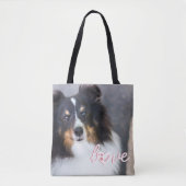 Aangepaste foto- en liefdestekst met petten en nam tote bag (Voorkant)
