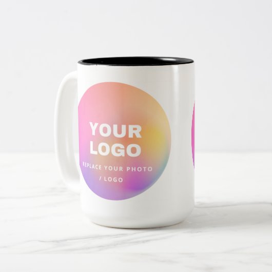 Aangepaste foto en Logo Mokken: personaliseer uw c Tweekleurige Koffiemok (Voorkant links)