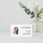 Aangepaste foto en logo witte professionele elegan visitekaartje (Staand voorkant)