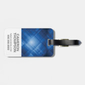 Aangepaste foto- en monogram blauwe hi-tech achter bagagelabel (Achterkant horizontaal)