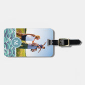Aangepaste foto- en monogram decoratieve Zee golf Bagagelabel (Voorkant horizontaal)
