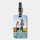 Aangepaste foto- en monogram decoratieve Zee golf Bagagelabel (Voorkant verticaal)