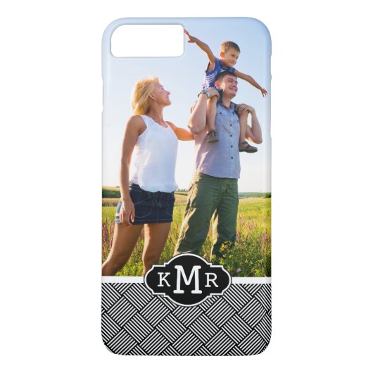 Aangepaste foto- en monogram geometrische gecontro Case-Mate iPhone case (Achterkant)