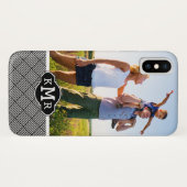 Aangepaste foto- en monogram geometrische gecontro Case-Mate iPhone case (Achterkant (horizontaal))