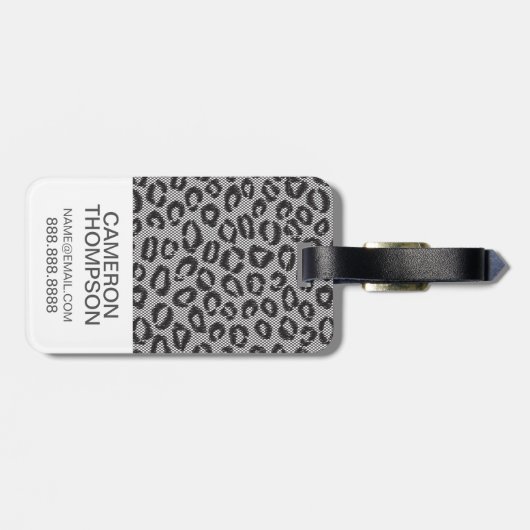 Aangepaste foto- en monogram kant met luipspatroon bagagelabel (Achterkant horizontaal)