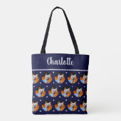 Aangepaste foto en monogram naam Navy Blue Tote Bag (Achterkant)