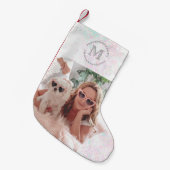 Aangepaste foto- en monogram-reeks voor Pet Dog Tr Kleine Kerstsok (Voorkant (Hangend))