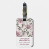 Aangepaste foto en monogram roze hibiscusbloemen bagagelabel (Achterkant verticaal)