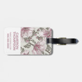Aangepaste foto en monogram roze hibiscusbloemen bagagelabel (Achterkant horizontaal)