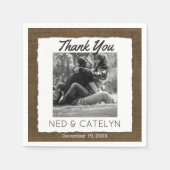 Aangepaste foto en monogram | Rustieke Burlap Wedd Servetten (Voorkant)