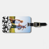 Aangepaste foto- en monogram-Skulls in zwart Patro Bagagelabel (Voorkant horizontaal)