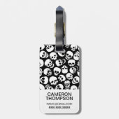 Aangepaste foto- en monogram-Skulls in zwart Patro Bagagelabel (Achterkant verticaal)