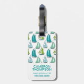 Aangepaste foto- en monogram-zeilboten op het wate bagagelabel (Achterkant verticaal)