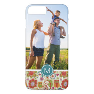 Aangepaste foto en monogramkleur bloemmotief en ui 	iPhone 8/7 plus hoesje