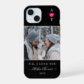 Aangepaste foto- en monogramtrouw/verlovings- iPhone 15 case (Achterkant)