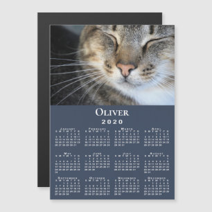 Aangepaste foto en naam 2020-kalender op blauw