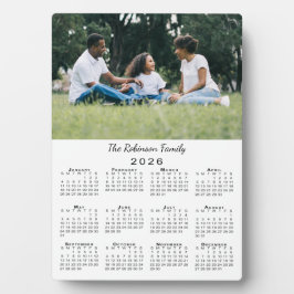 Aangepaste foto en naam 2026 kalender bureaublad fotoplaat