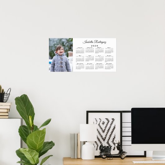 Aangepaste foto en naam 2026 Kalender Poster (Thuiskantoor)