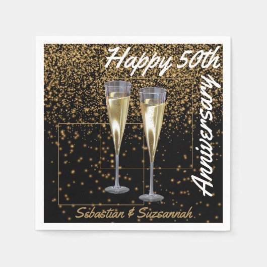 Aangepaste foto en naam 50th Wedding Jubileum Part Servet (Voorkant)