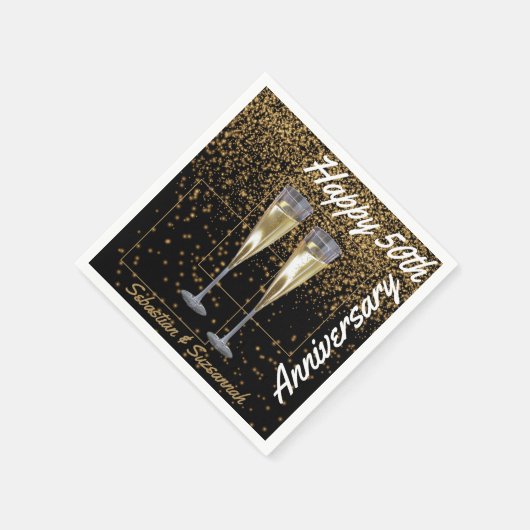 Aangepaste foto en naam 50th Wedding Jubileum Part Servet (Hoek)