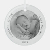 Aangepaste foto en naam Baby's eerste Kerstmis Glas Ornament (Voorkant)