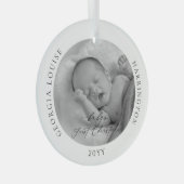 Aangepaste foto en naam Baby's eerste Kerstmis Glas Ornament (Voorkant Rechts)