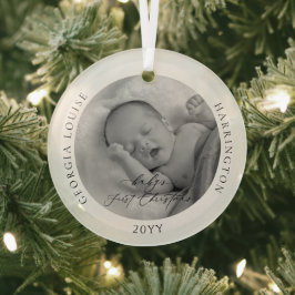 Aangepaste foto en naam Baby's eerste Kerstmis Glas Ornament