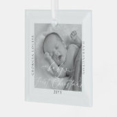 Aangepaste foto en naam Baby's eerste Kerstmis Glas Ornament (Voorkant links)