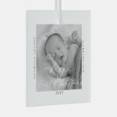 Aangepaste foto en naam Baby's eerste Kerstmis Glas Ornament (Voorkant Rechts)