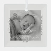 Aangepaste foto en naam Baby's eerste Kerstmis Glas Ornament (Achterkant)