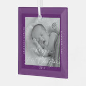 Aangepaste foto en naam Baby's eerste Kerstmis Glas Ornament (Voorkant links)
