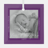 Aangepaste foto en naam Baby's eerste Kerstmis Glas Ornament (Voorkant)