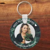 Aangepaste foto en naam Beste plant ouder Groene b Sleutelhanger (Voorkant)