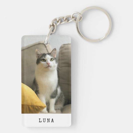 Aangepaste foto en naam Cat Sleutelhanger (achterkant)