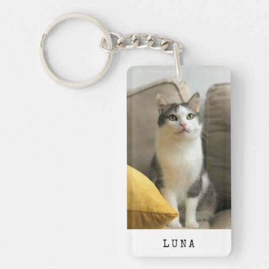 Aangepaste foto en naam Cat Sleutelhanger (Voorkant)