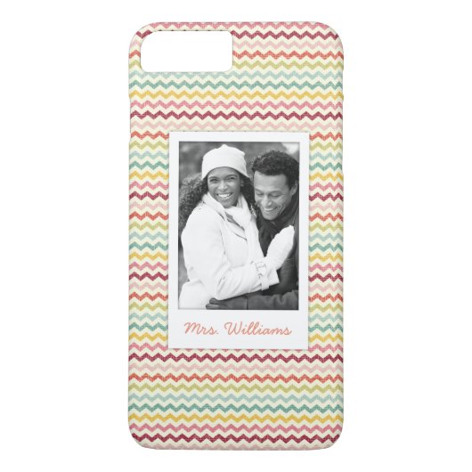 Aangepaste foto en naam Chevron Pattern 4 Case-Mate iPhone Case (Achterkant)